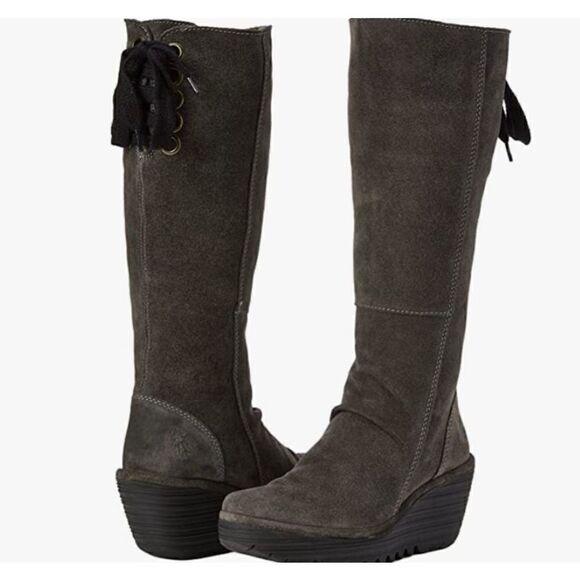 Fly London Yust Grey Suede Boot - Picture 1 of 15